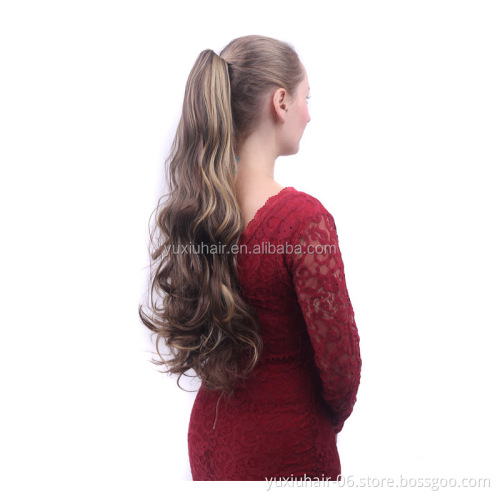 YXCHERISHAIR Factory Sale Multi Color Curly Wave Free Sexy Claw Clip on Ponytail Afro Long Hair Extensions 55cm 22inches
